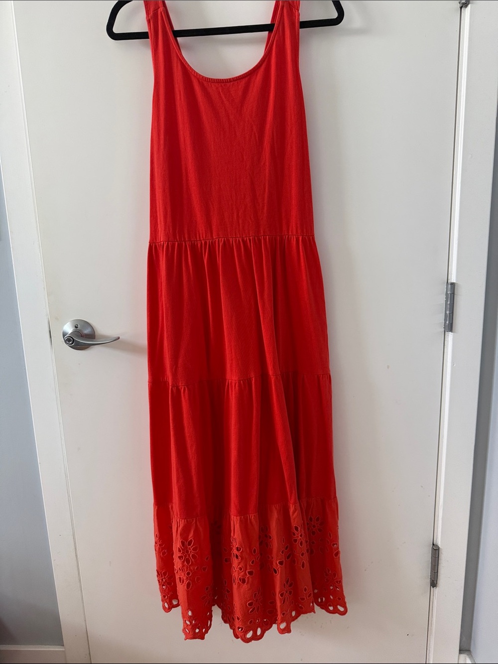 J. Crew Orange Tiered Eyelet Hem Maxi Skirt